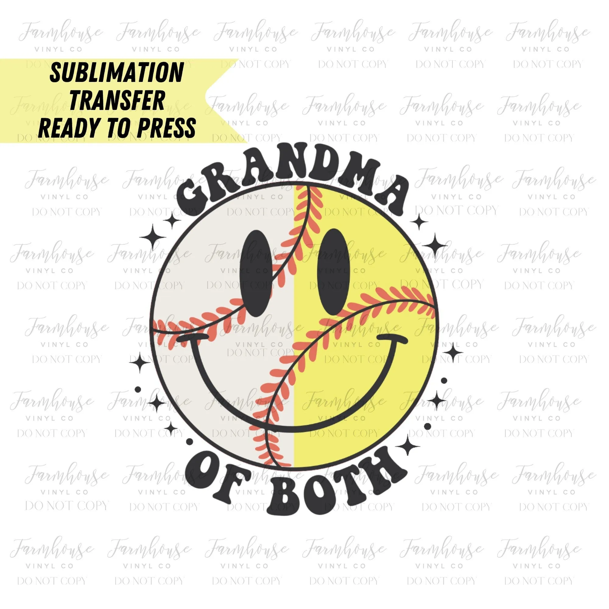 Grandma of Both Retro Baseball Softball  Ready to Press Sublimation Transfer