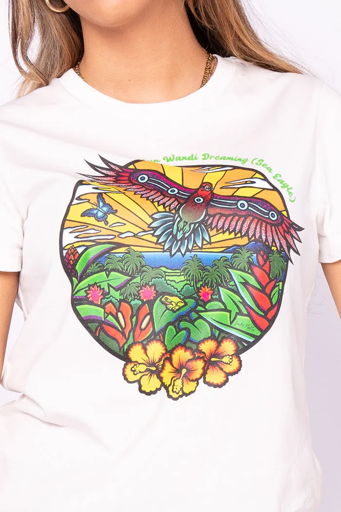 Jalun Wandi Dreaming (Sea Eagle) Natural Cotton Crew Neck Women's T-Shirt