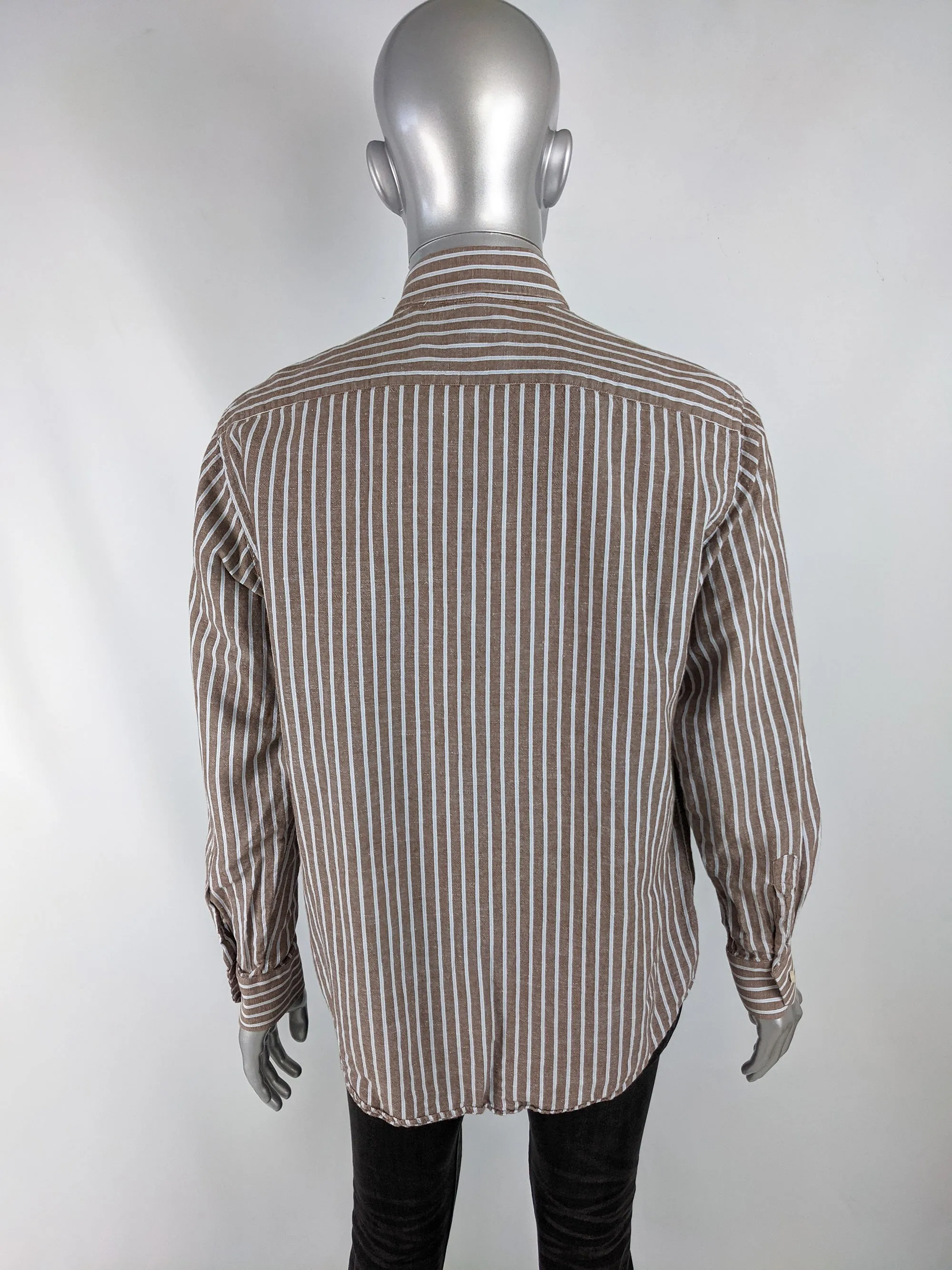 Krizia Vintage Mens Long Sleeve Striped Shirt, 1990s