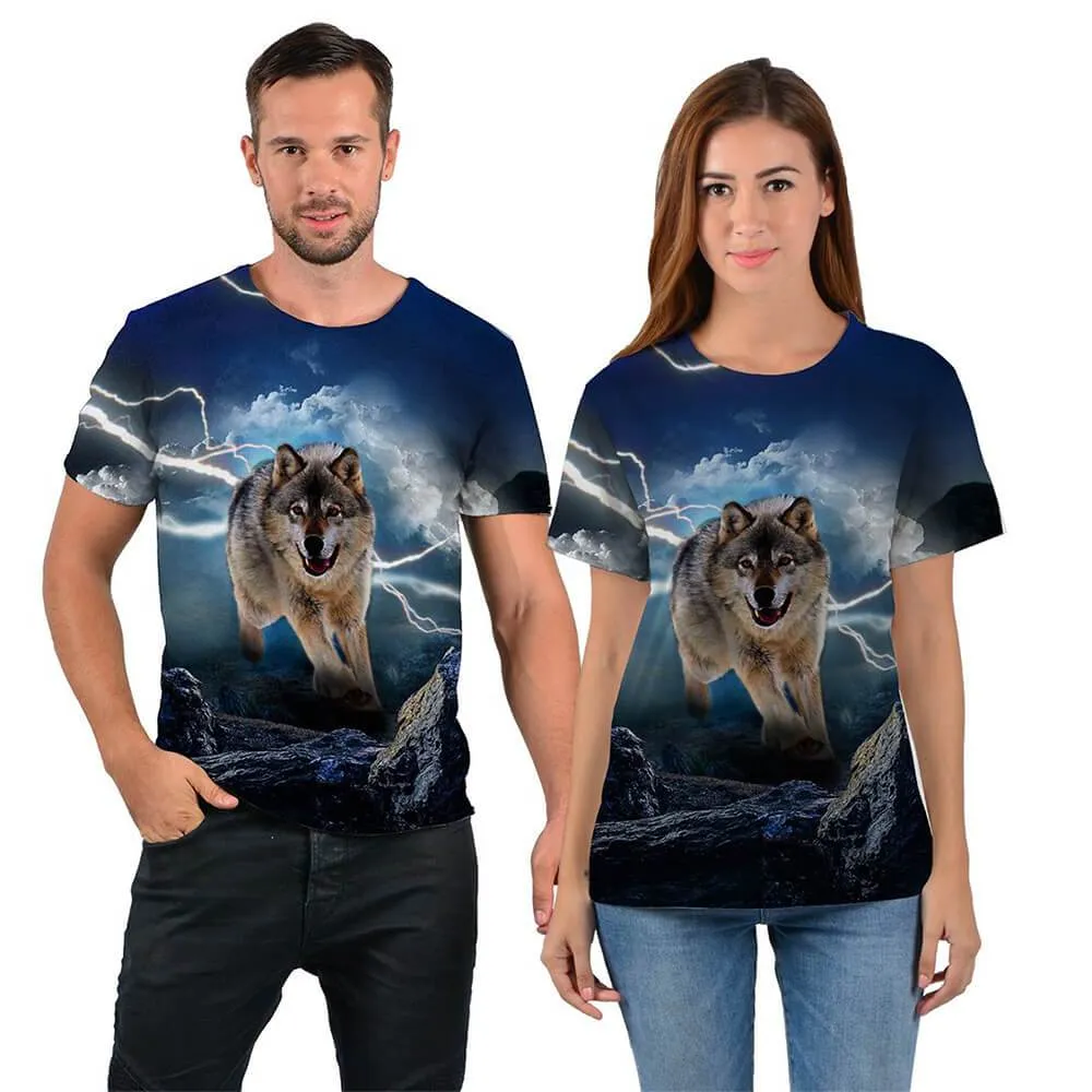 Lightning Thunder Wolf Funny T Shirt