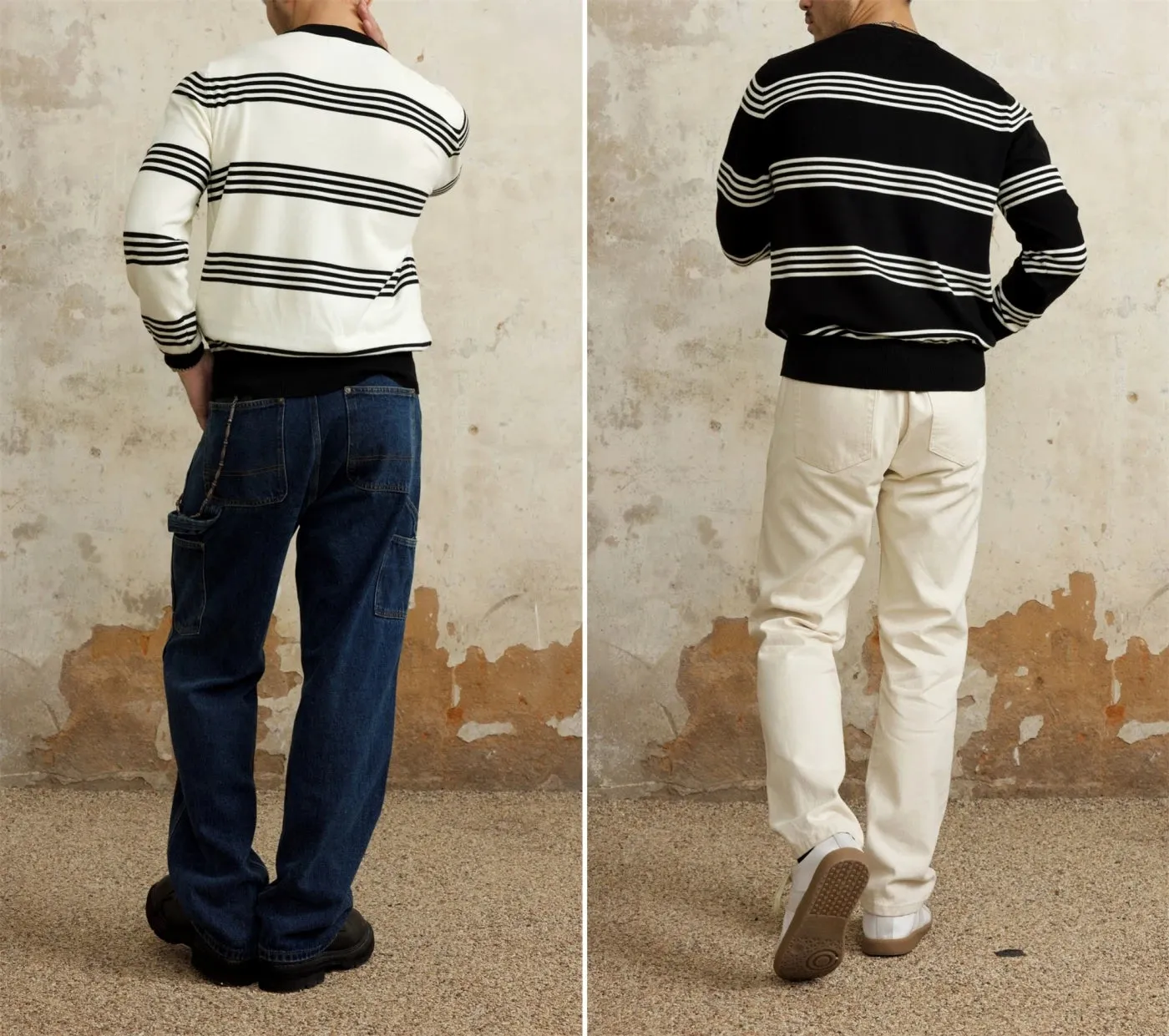 Men's Knitted Striped Long Sleeves T-shirt