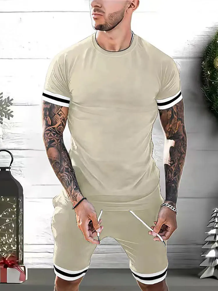 Men'S T-Shirt Shorts Two-Piece Sports Casual Youth Set