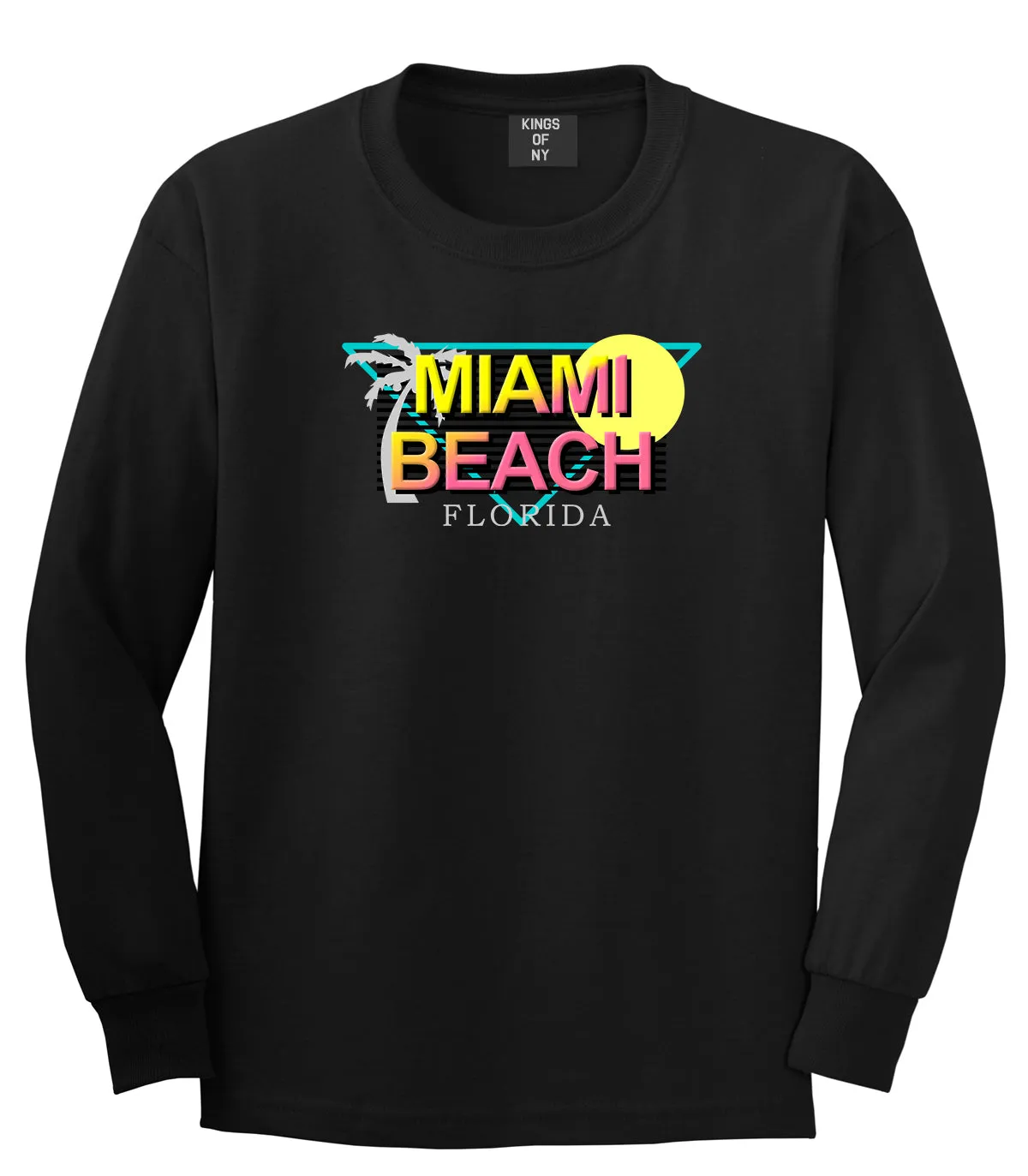 Miami Beach Retro Souvenir Mens Long Sleeve T-Shirt