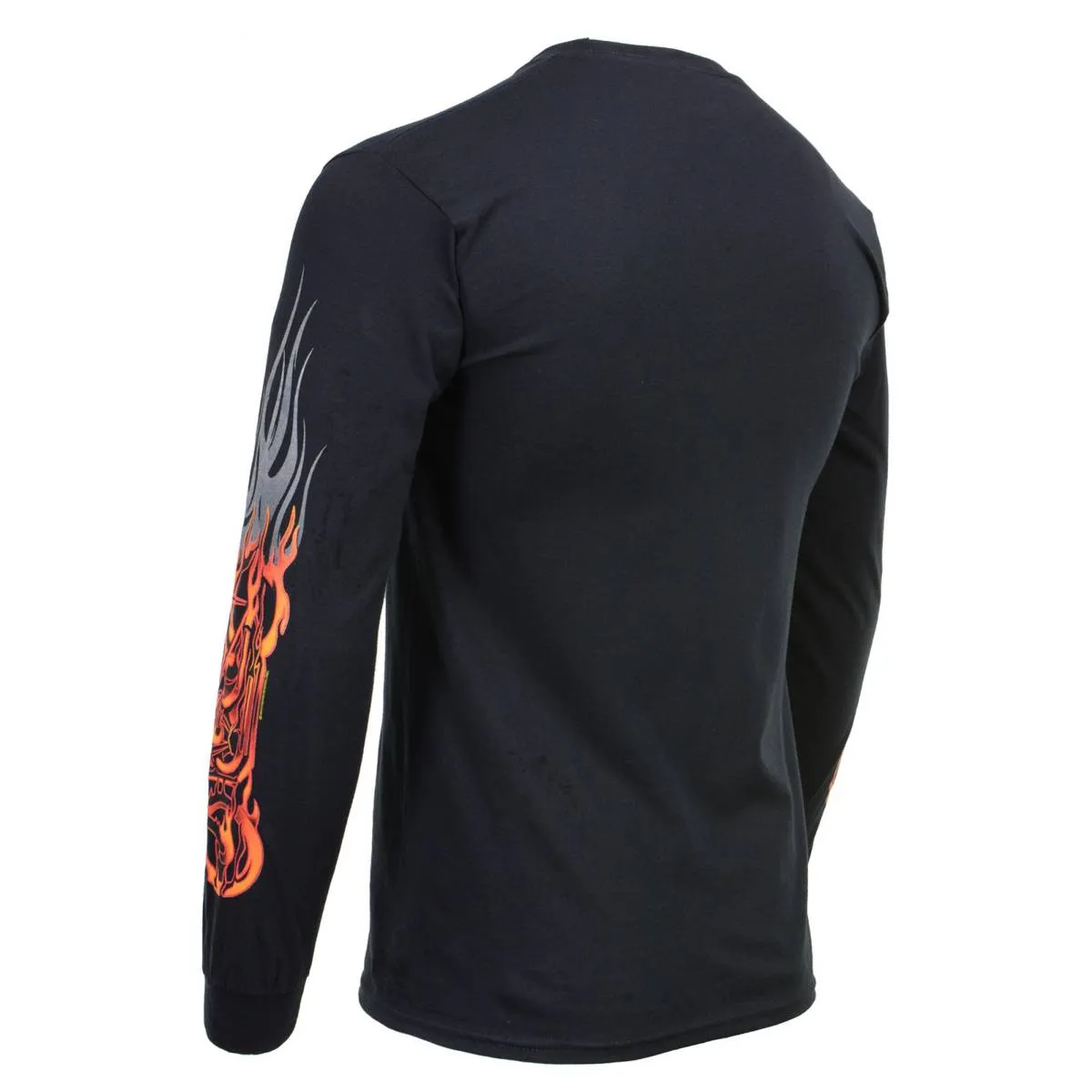 Milwaukee Leather MPMH117007 Men’s ‘Fire Bobber’ Long Sleeve Black T-Shirt