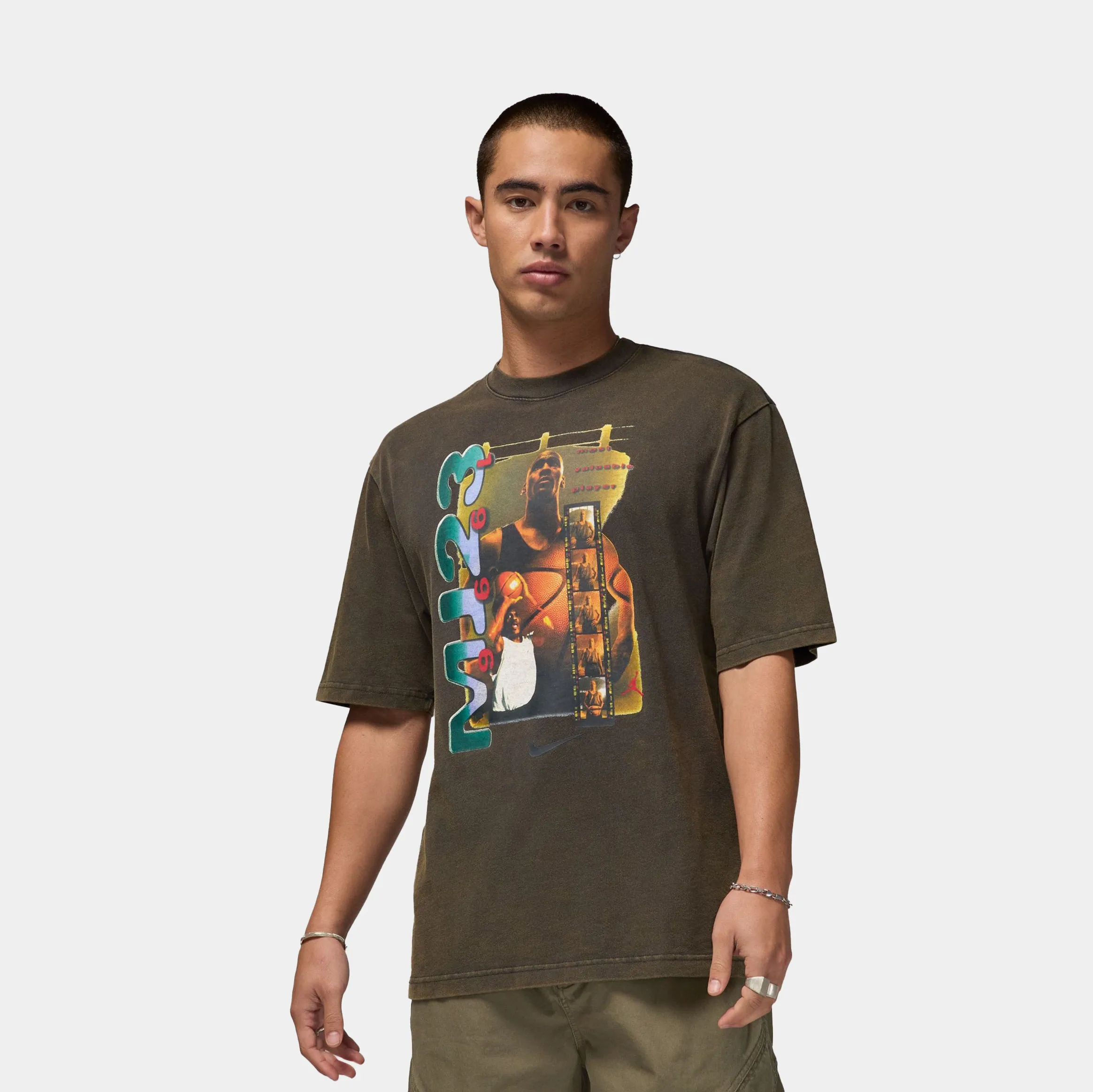 MJ23 Graphic Mens Short Sleeve Shirt (Black/Olive)