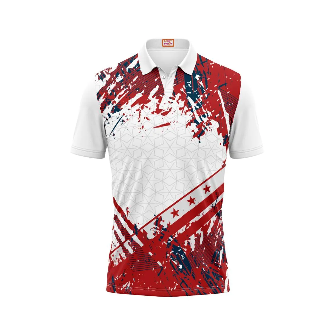 Next Print Customized Polo Neck White Jersey NPTS62