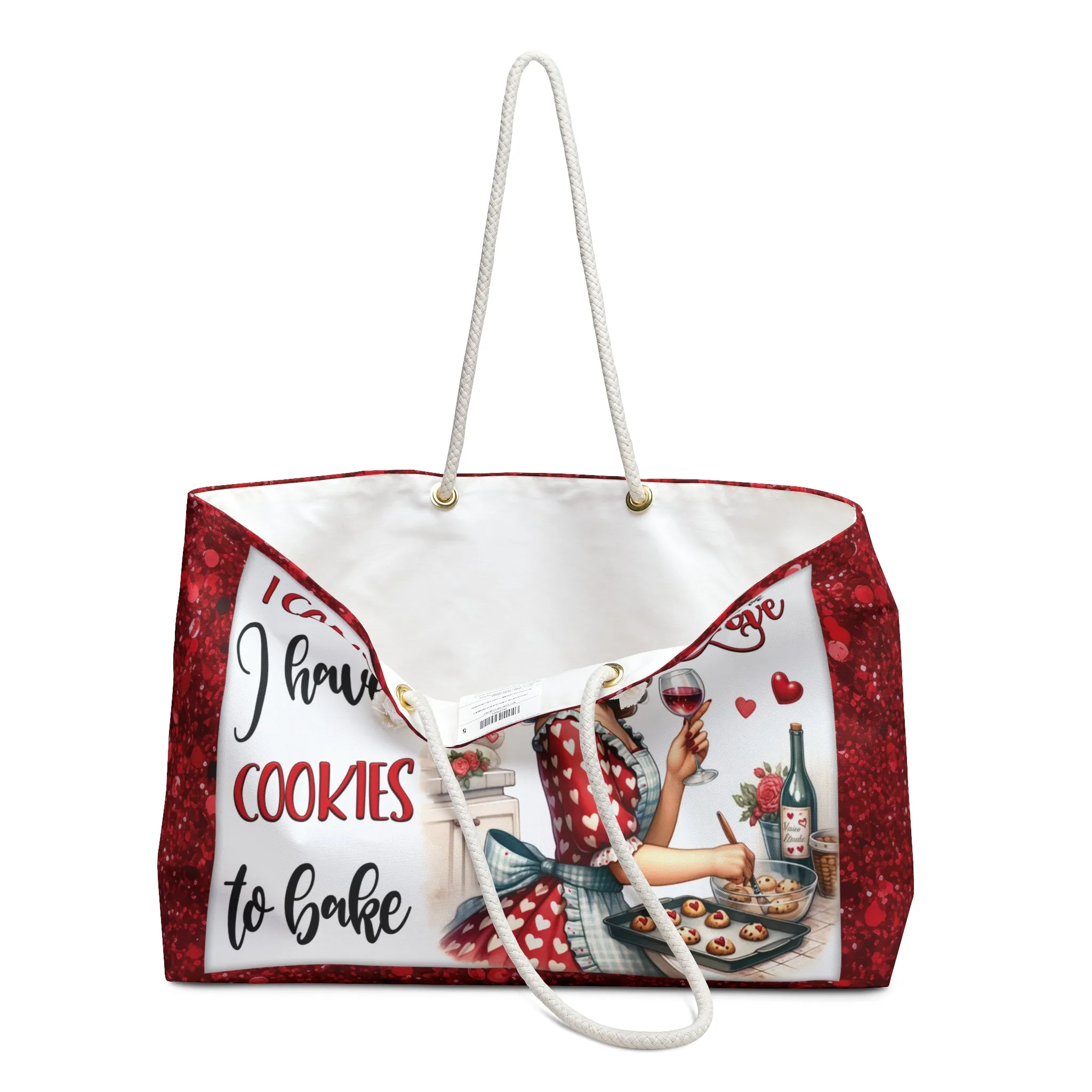 Personalised/Non-Personalised Weekender Bag, I Can't I have Cookies to Bake, Large Weekender Bag, Beach Bag, Book Bag