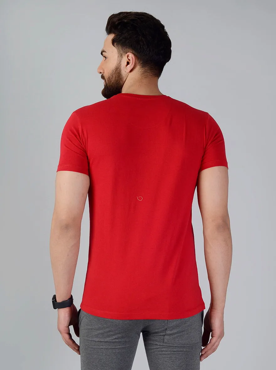 Red Solid Slim Fit T-Shirt | JadeBlue