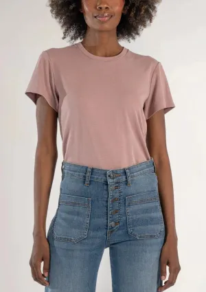 Remington Scoop Neck Short Sleeve Top - Mauve Rose