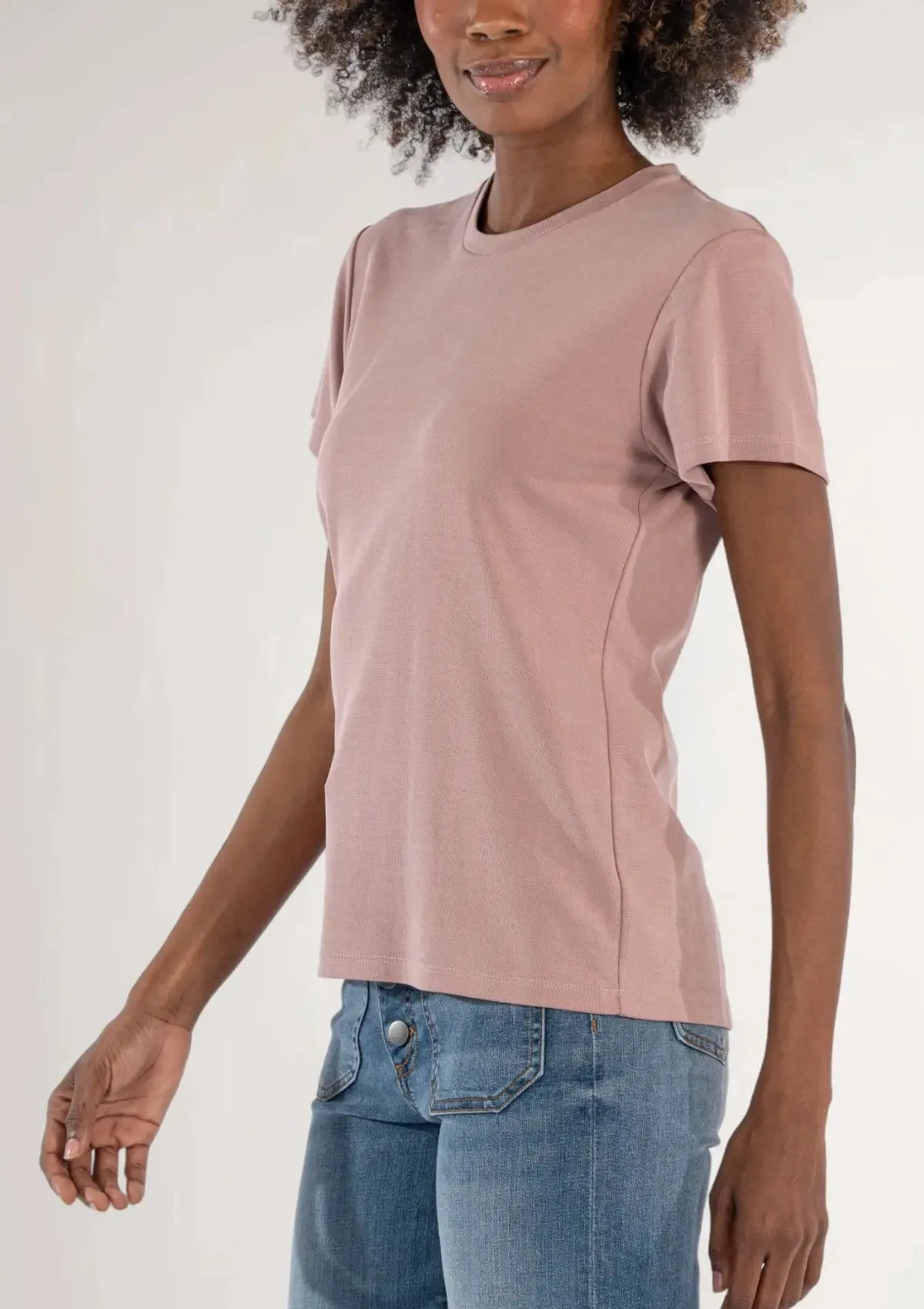 Remington Scoop Neck Short Sleeve Top - Mauve Rose