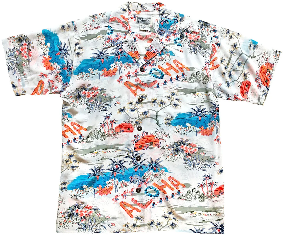 Retro Aloha Hawaii White Hawaiian Shirt