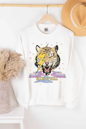 ROCK AND ROLL RETRO TIGER GRAPHIC SWEATSHIRT