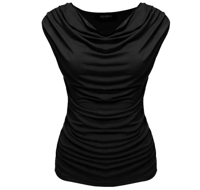 Slim Fit Sleeveless Cowl Neck Shirt