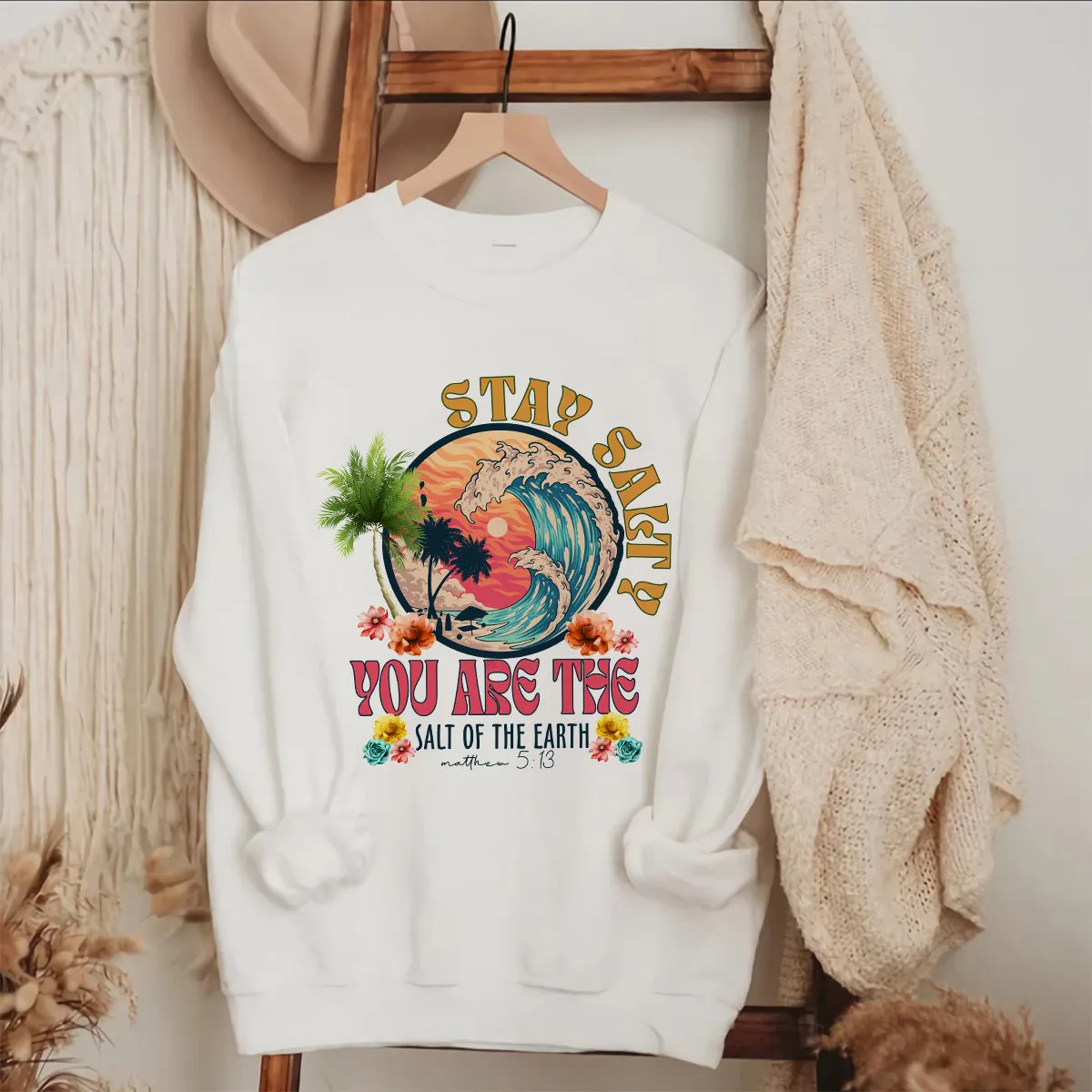 Teesdily | Stay Salty You Are The Salt Of The Earth Shirt, Matthew 5 13 Bible Verse Shirt, Vintage 90S Style Unisex Tshirt Hoodie Sweatshirt Mug