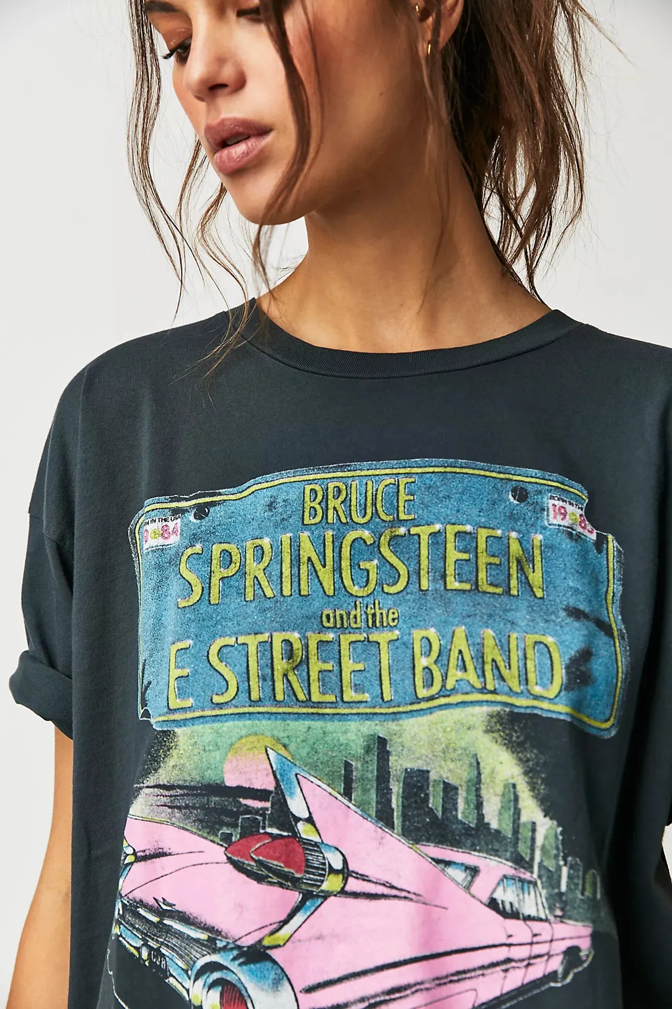 The Bruce Springsteen Born In The USA Merch Tee by Daydreamer - Vintage Black