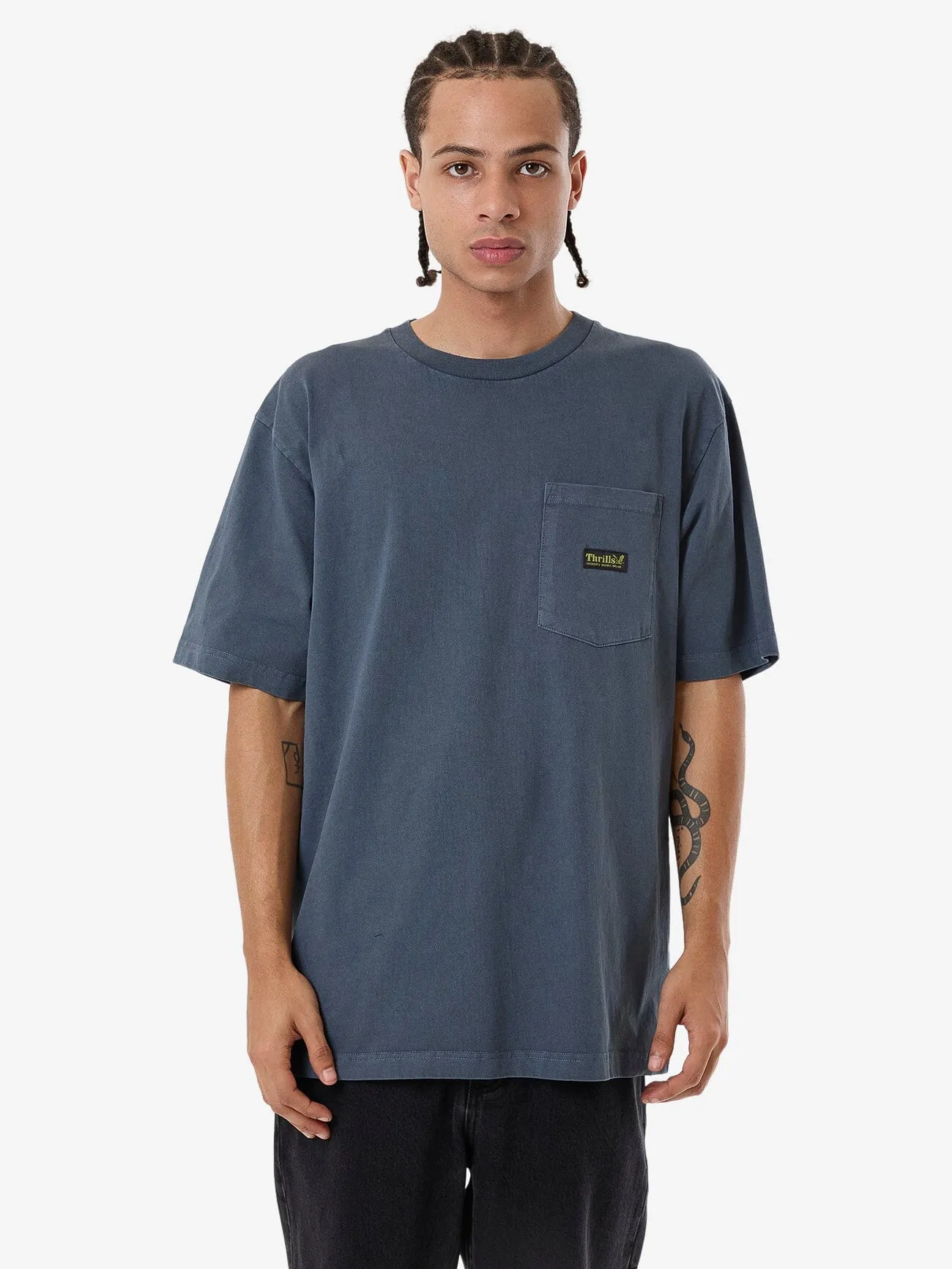 Thrills Union Oversize Fit Pocket Tee - Light Petrol