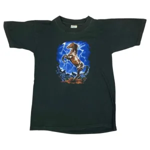 Vintage 90s 00s Black Graphic Horse T-shirt 8 10 S