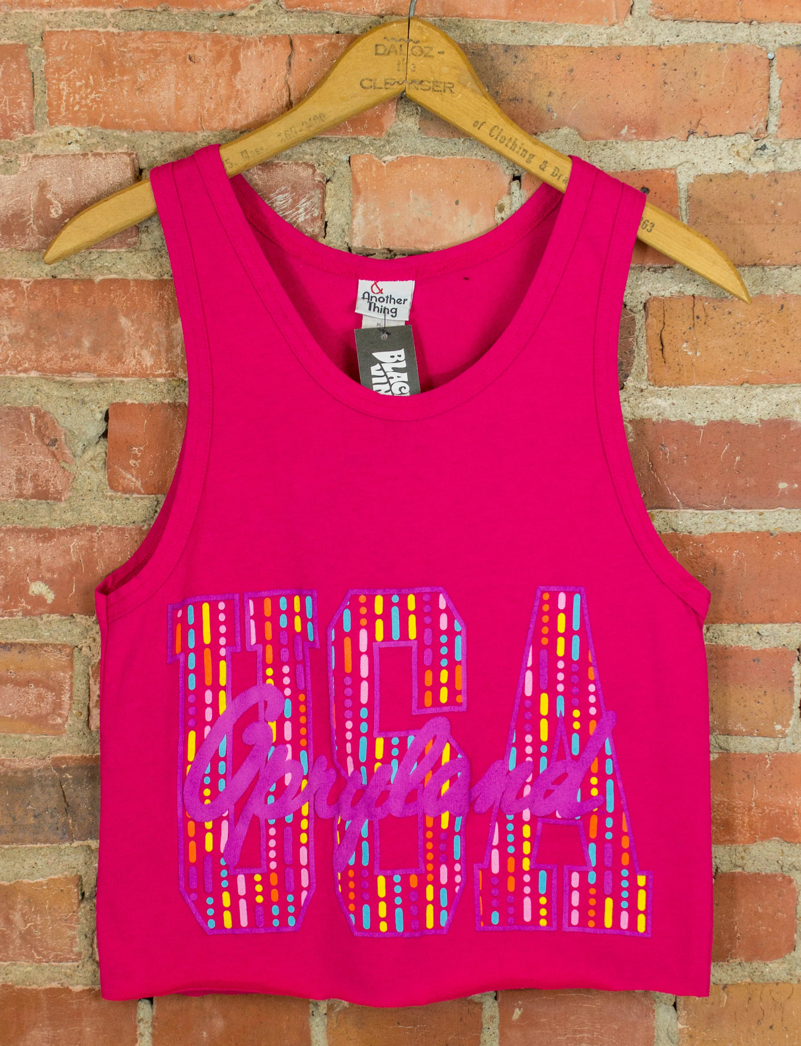 Vintage Opryland USA Cropped Graphic Tank Top 90s Puff Print Fuchsia Pink XS-Small