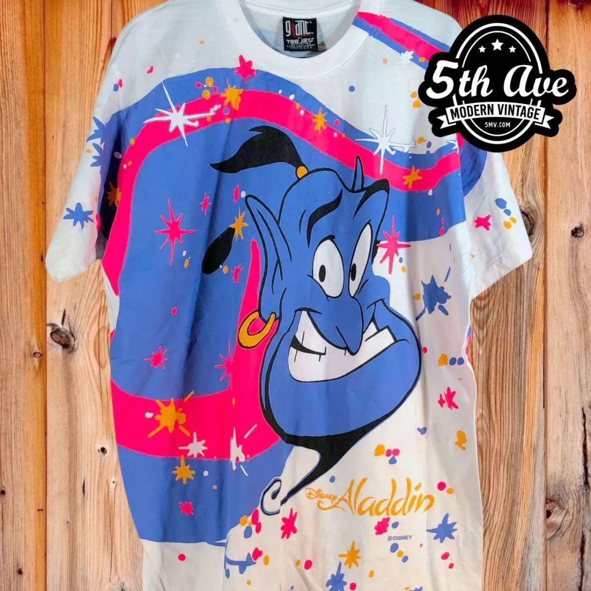 Walt Disney Aladdin Genie - AOP all over print New Vintage Animation T shirt