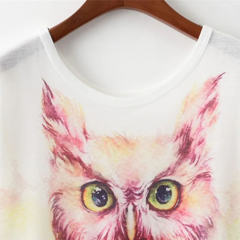 Watercolor Owl Printed Tees