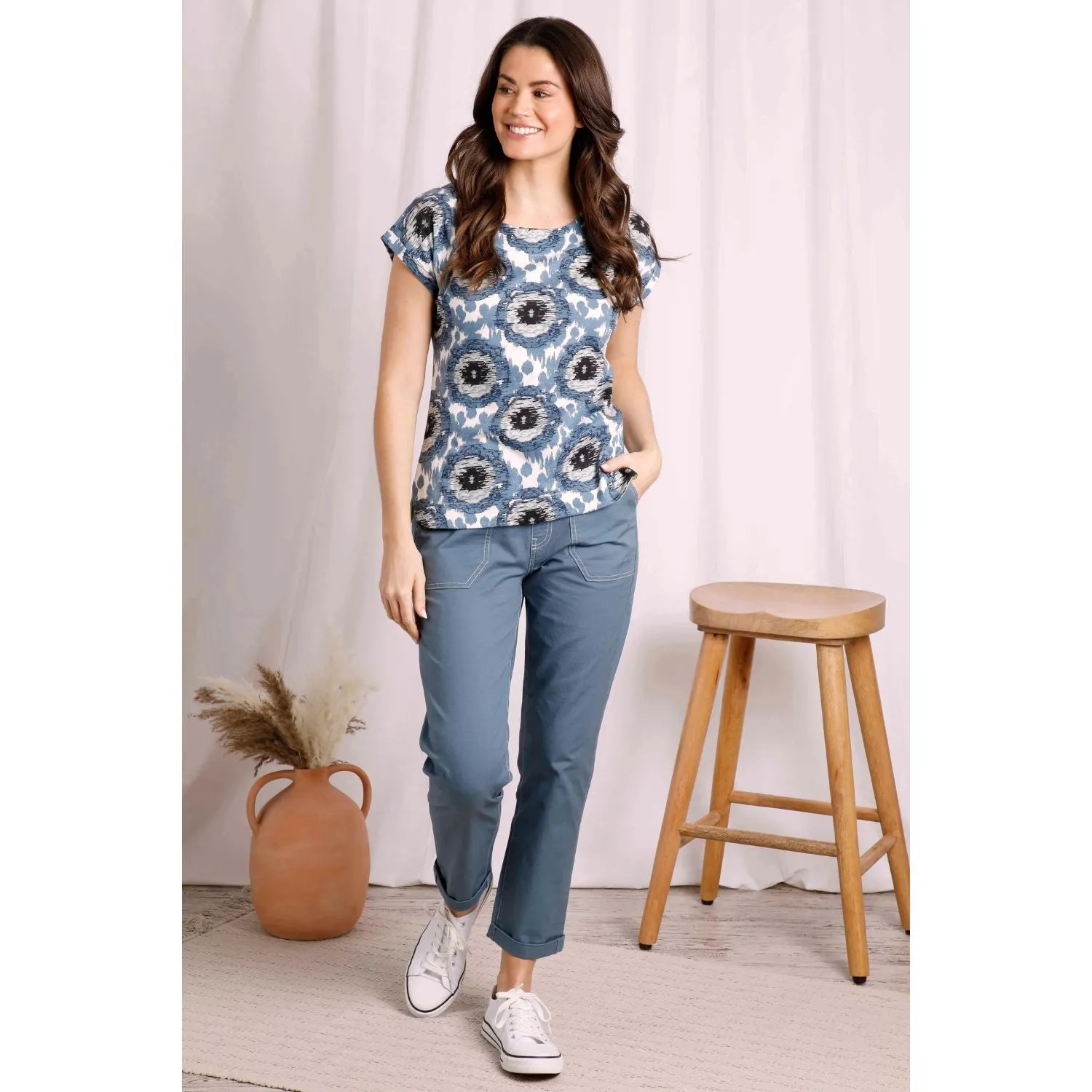 Weird Fish 10 Pale Denim Paw Paw Printed Jersey T-Shirt