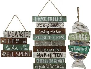 Wooden Sign Vintage Country Decor The Lake is My Happy Place Wooden Sign, Times Wasted