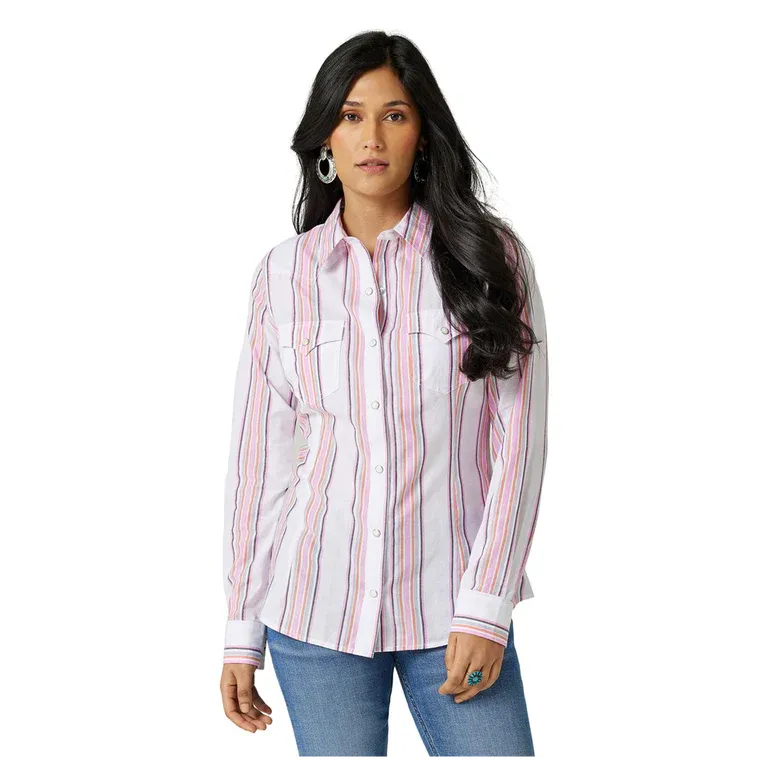 Wrangler Women's Retro Snap White Multicolor Shirt